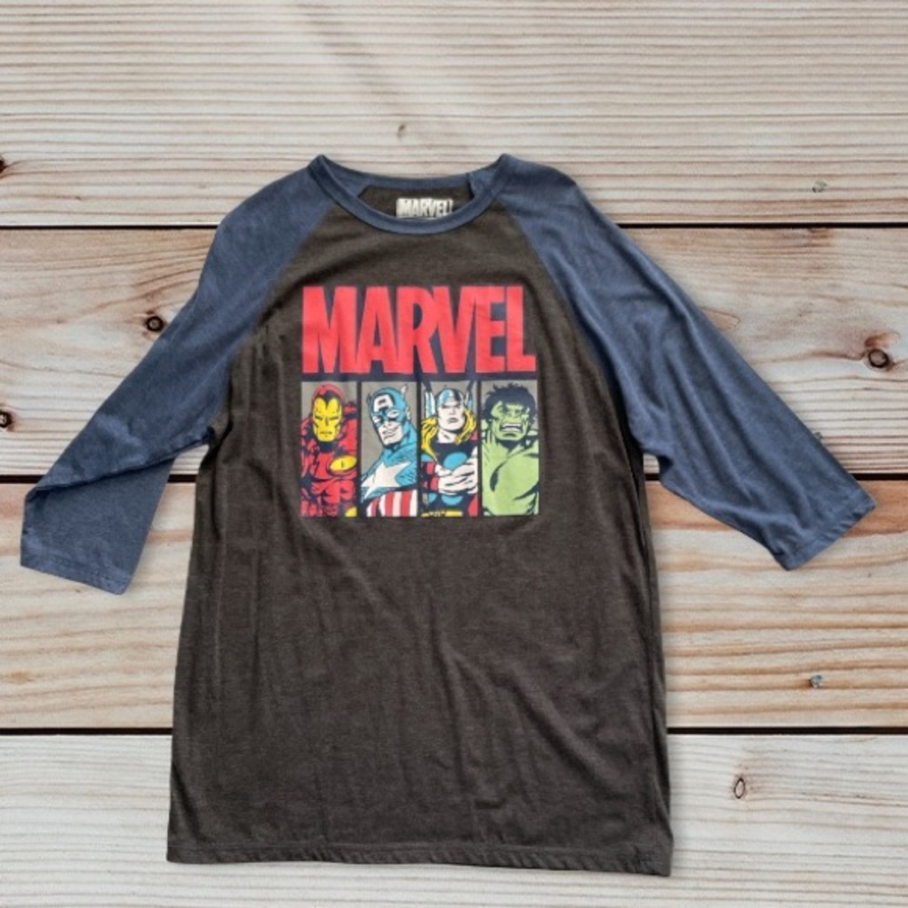 Marvel Comics Thor Ironman Hulk Adult 3/4 Sleeve Men’s T-Shirt Sz L